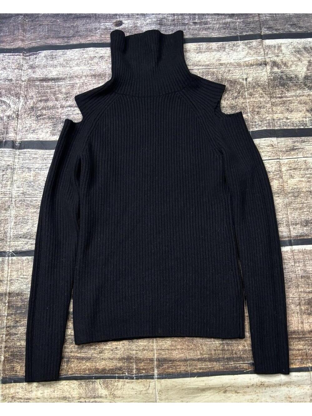 Theory Sweater Womens Small Wool Cold Shoulder Turtleneck Jemliss Evian Stretch